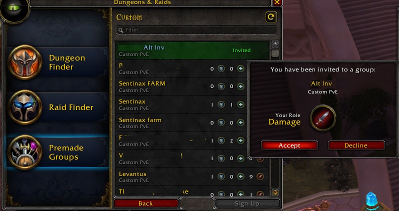 how to invite your alts in a wow group