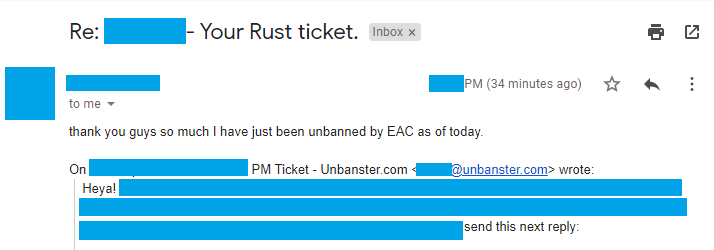 Account Unbanned from Rust