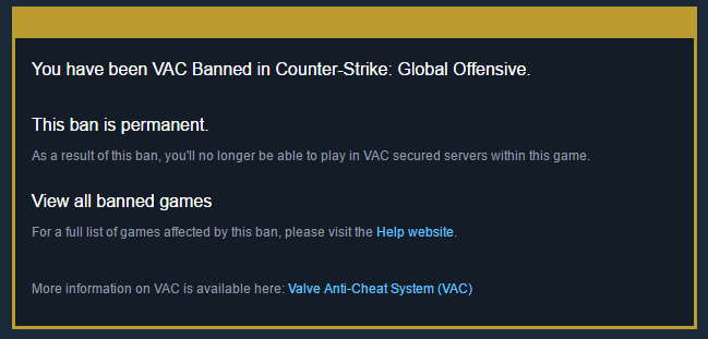 VAC Banned CSGO Account