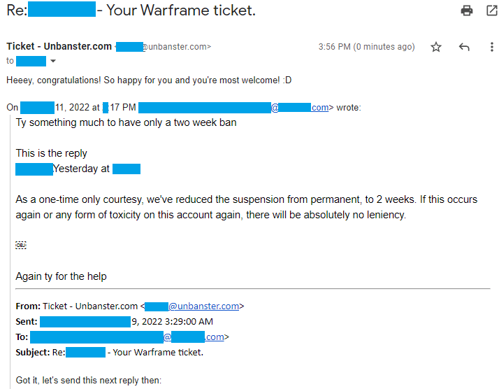Account Unbanned from Warframe