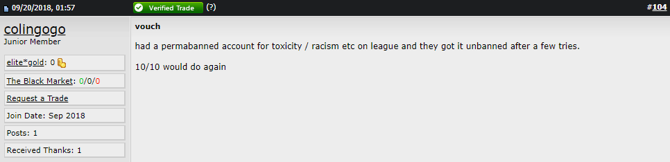League toxic unban