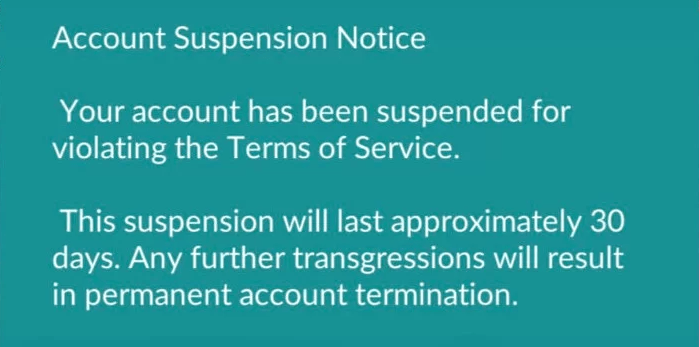 Pokemon Go Account Suspended Second Strike