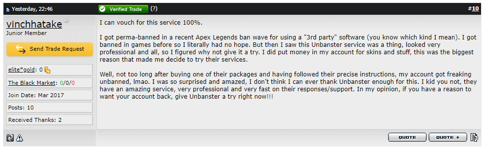 Apex Legends account unbanned