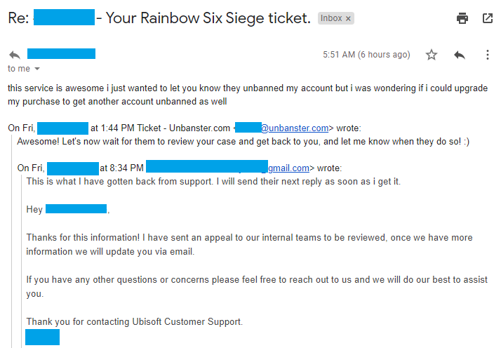 Unbanned from Rainbow Six Siege