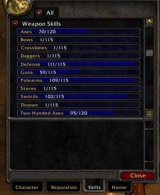 WoW Classic Weapons Skills