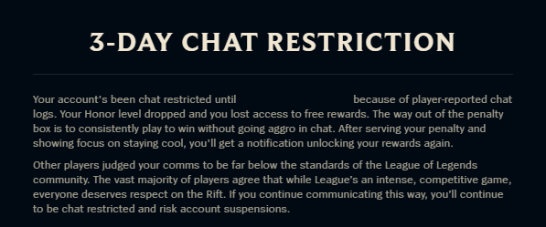 League of Legends Chat Restriction