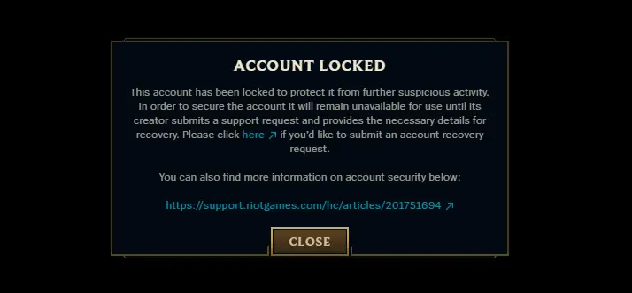 Suspended from LoL for Account Sharing