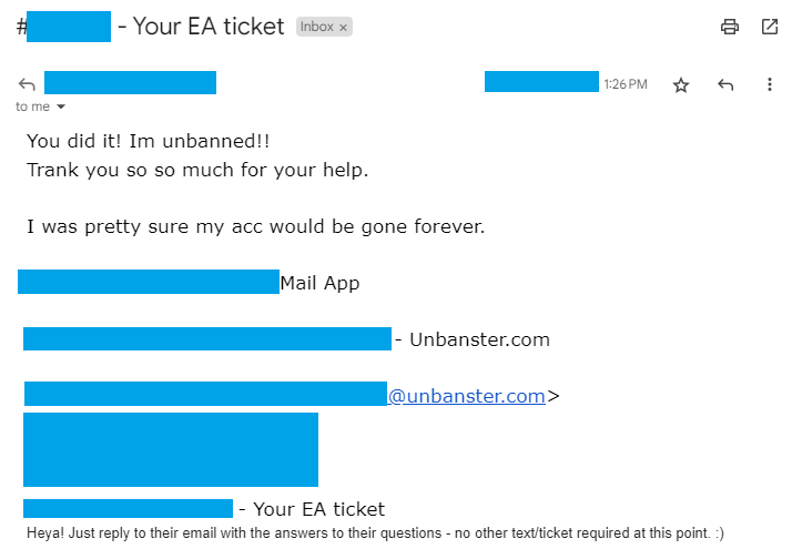 Account Unbanned from EA