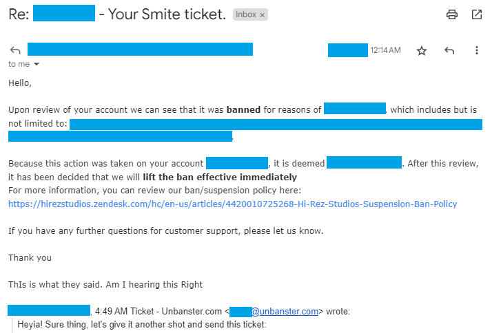Account Unbanned from Smite