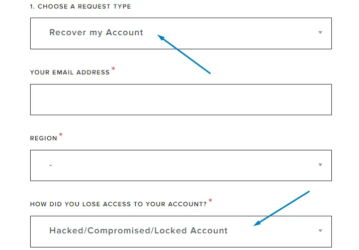 LoL Hacked Account Recovery Form